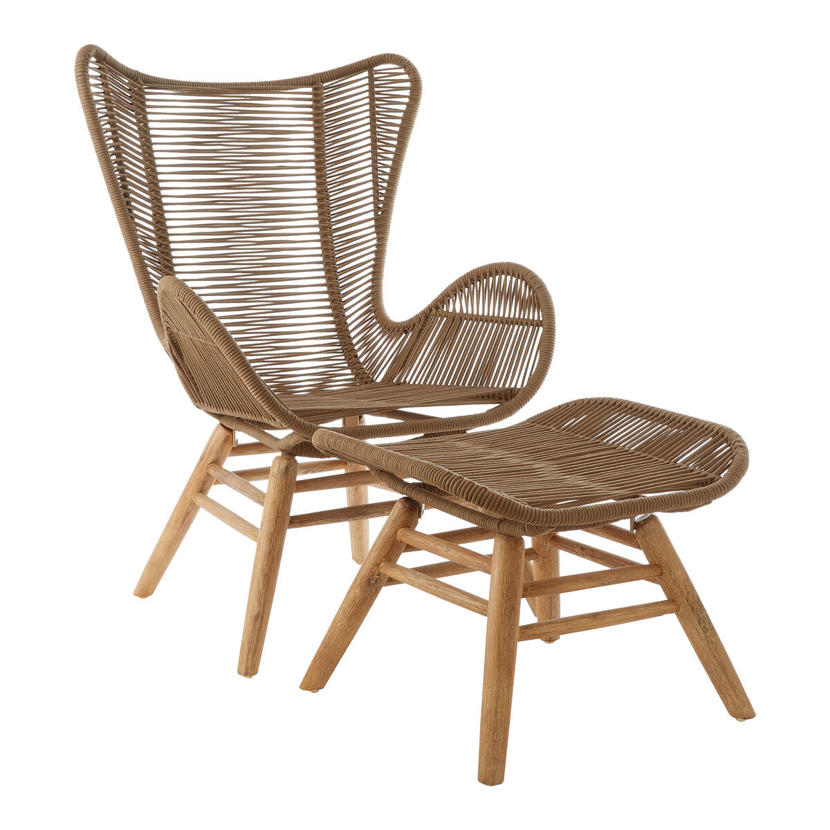 Sisal Latte Rope Lounge Chair And Footstool - PN Home