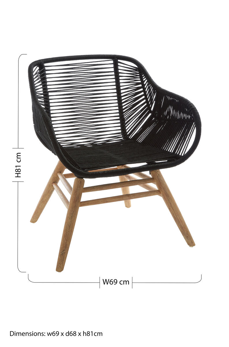 Sisal Black Rope Armchair - PN Home