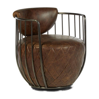 Hoxton Brown Leather Swivel Chair - PN Home