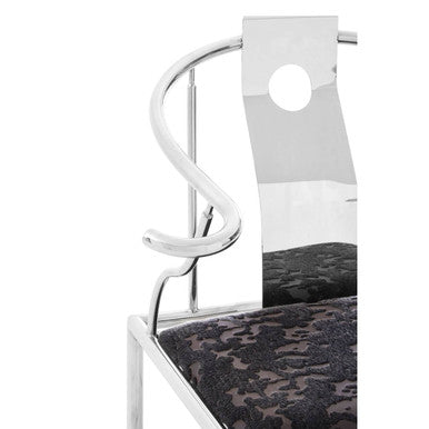 Yasmin Black Velvet And Steel Chair - PN Home