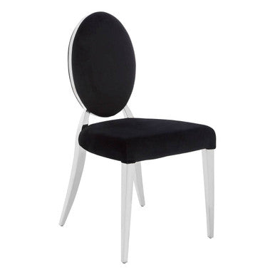 Yasmin Black Velvet And Silver Chair - PN Home