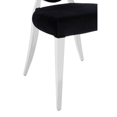 Yasmin Black Velvet And Silver Chair - PN Home