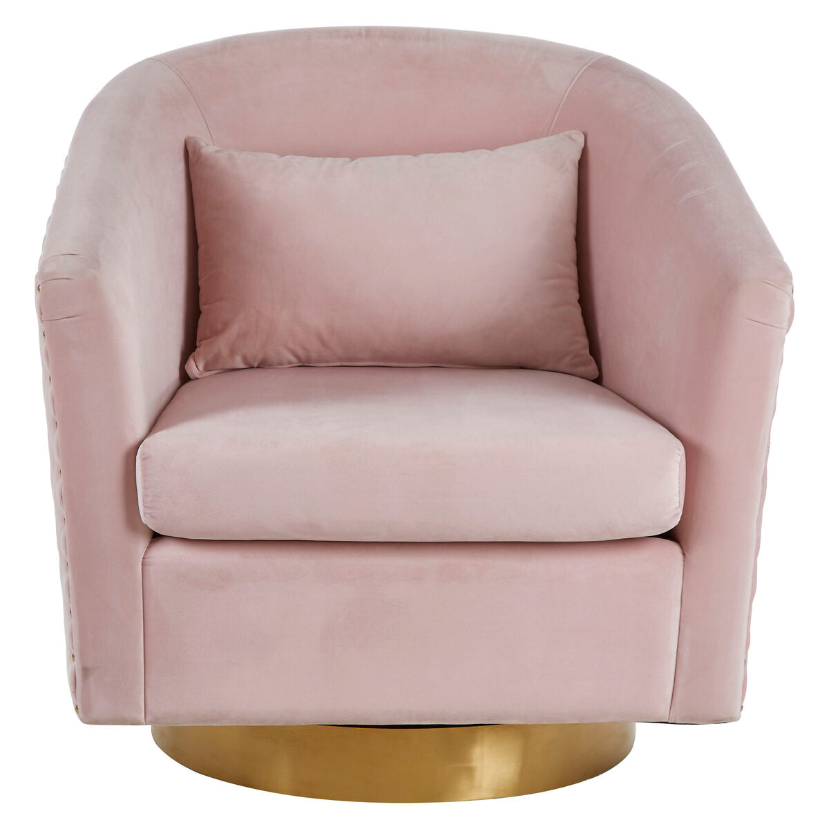 Plazoni Pink Velvet Swivel Chair with Gold Base - PN Home