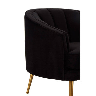 Hendricks Black Velvet Chair With Gold Finished Legs