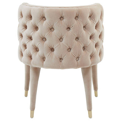 Villi Beige Velvet Tufted Curved Dining Chair - PN Home