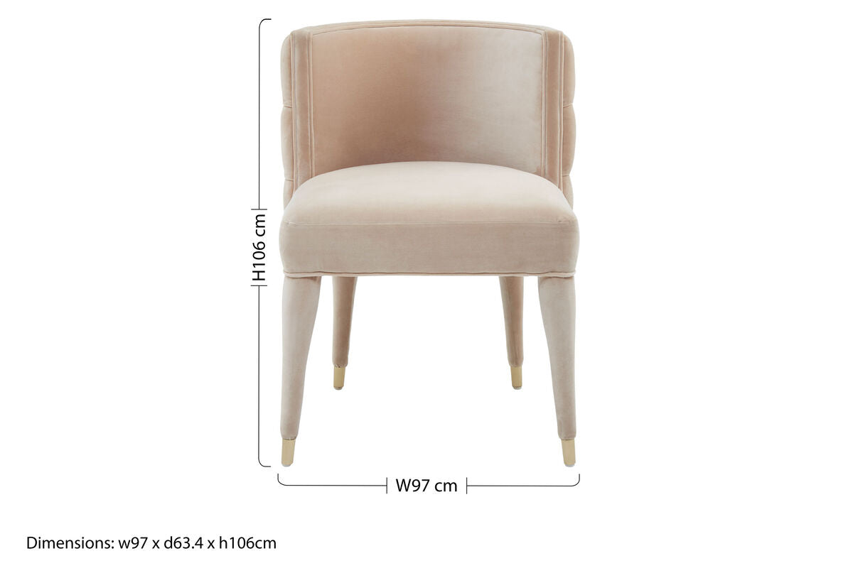 Villi Beige Velvet Tufted Curved Dining Chair - PN Home