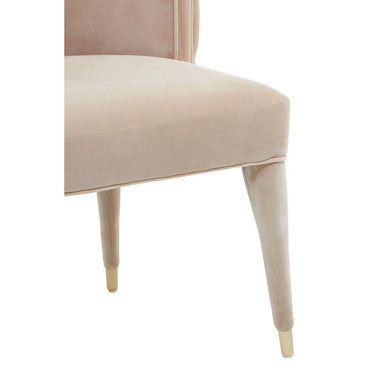 Villi Beige Velvet Tufted Curved Dining Chair - PN Home