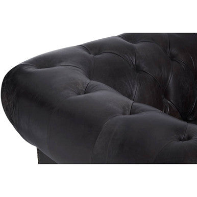 Victor Dark Grey Brown Leather Chesterfield Chair - PN Home