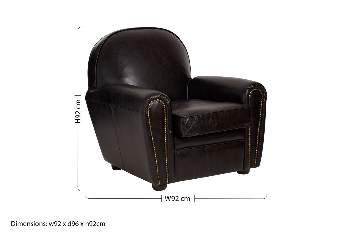 Victor Black Leather Classic Armchair - PN Home