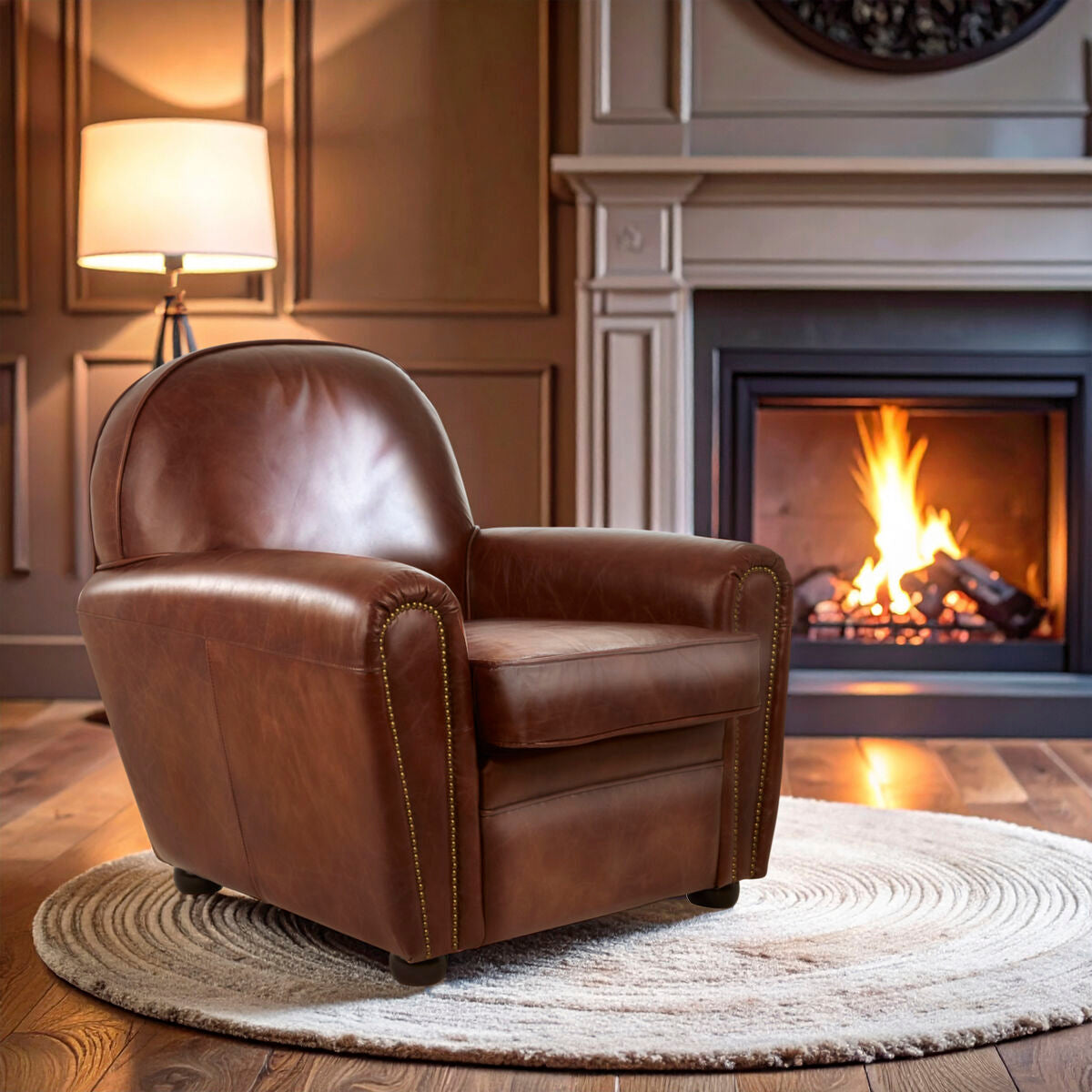 Victor Brown Leather Classic Armchair - PN Home