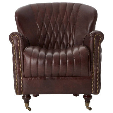 Victor Brown Leather Winged Back Armchair - PN Home