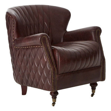 Victor Brown Leather Winged Back Armchair - PN Home