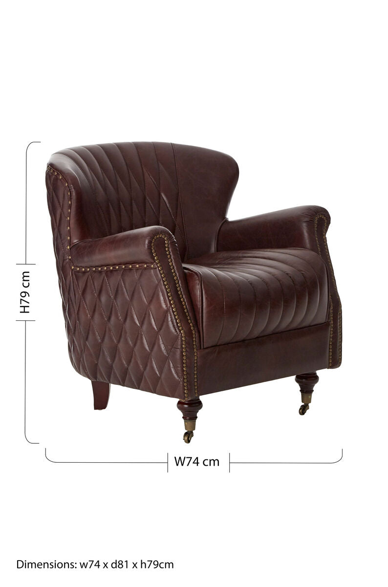 Victor Brown Leather Winged Back Armchair - PN Home