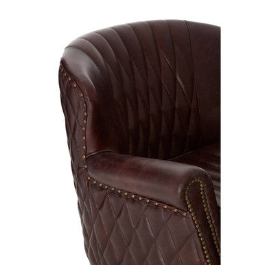 Victor Brown Leather Winged Back Armchair - PN Home