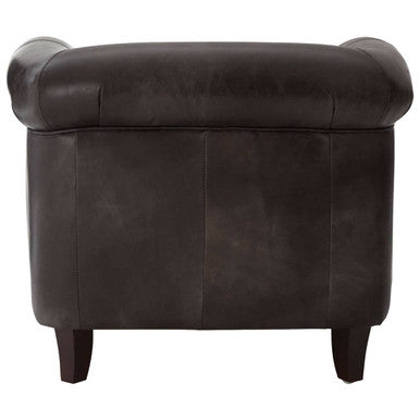 Victor Dark Grey Brown Leather Curved Armchair - PN Home
