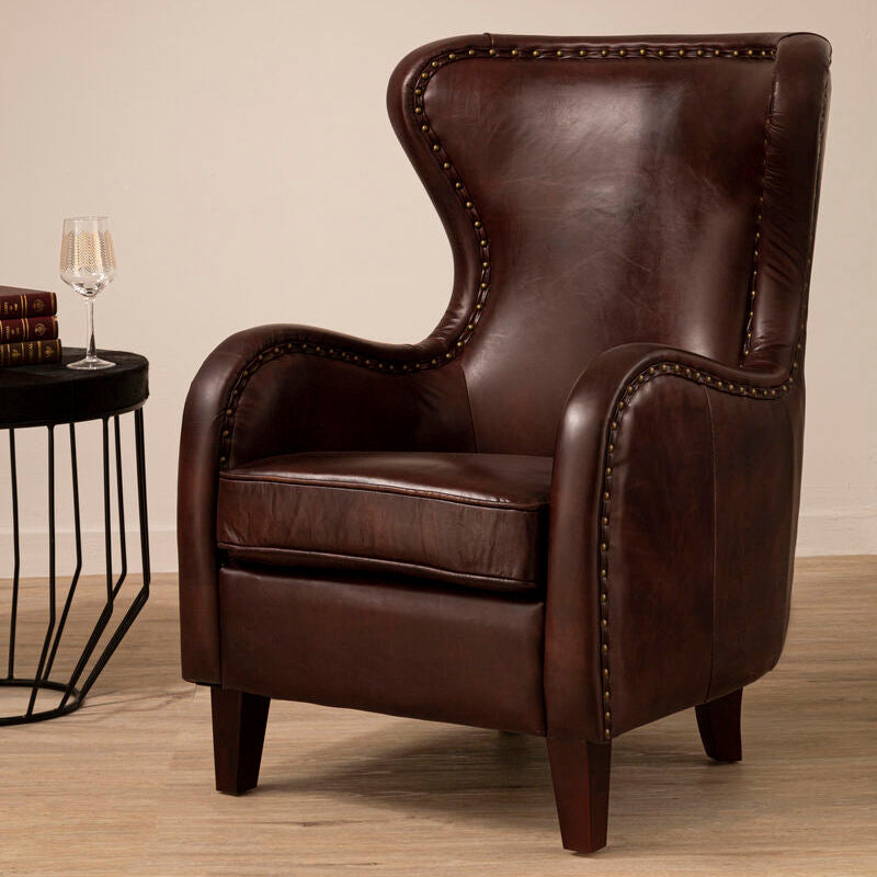 Victor Brown Leather Lounge Chair - PN Home
