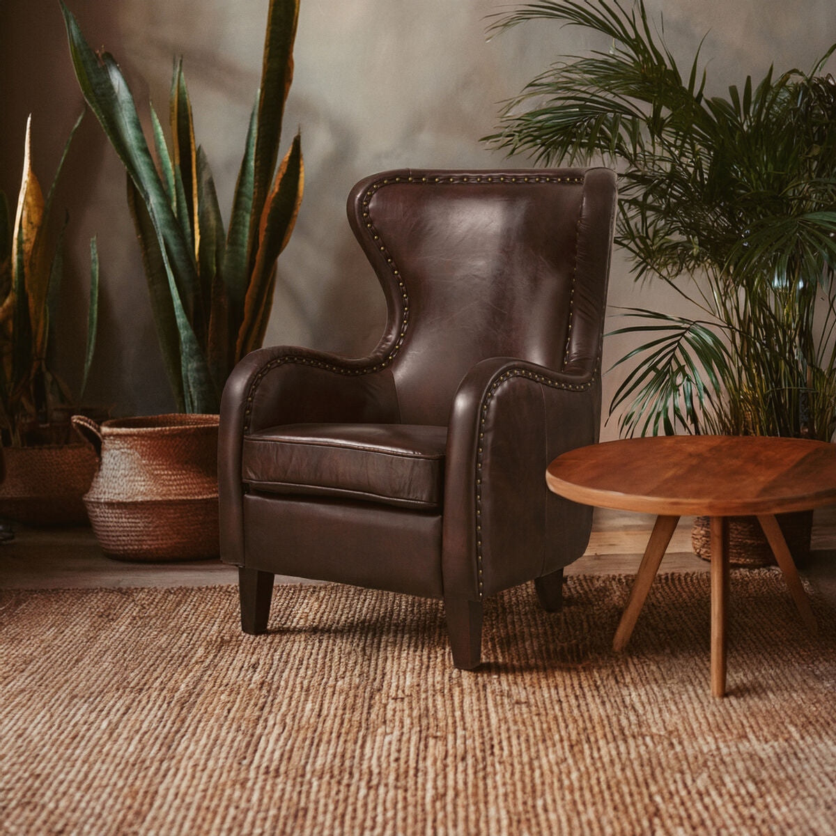 Victor Brown Leather Lounge Chair - PN Home