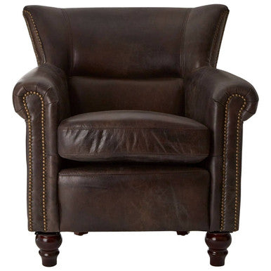Victor Dark Grey Brown Leather Armchair - PN Home