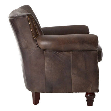 Victor Dark Grey Brown Leather Armchair - PN Home