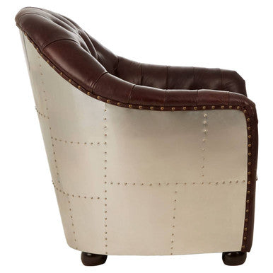 Victor  Brown Leather Tub Chair - PN Home