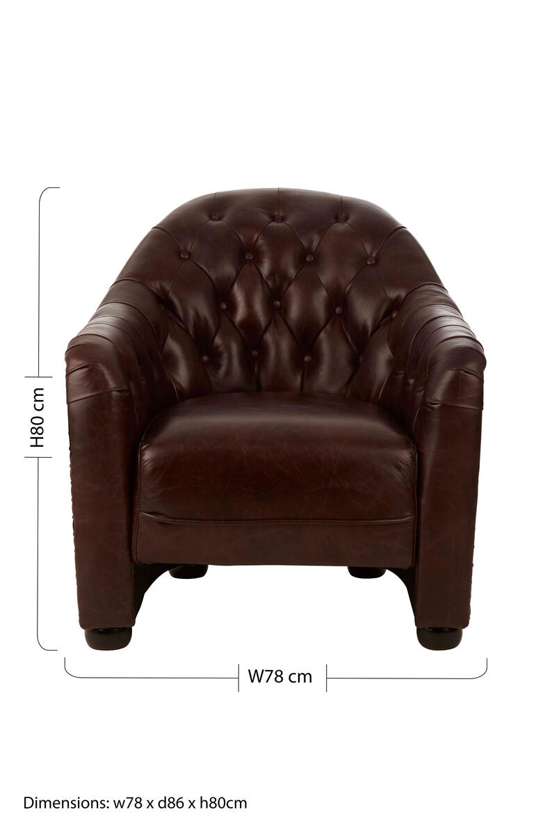 Victor  Brown Leather Tub Chair - PN Home