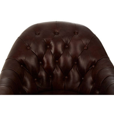 Victor  Brown Leather Tub Chair - PN Home