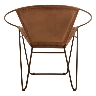 Buffalo Light Brown Leather Iron Chair