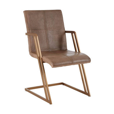 Buffalo Grey Leather Cantilever Dining Chair - PN Home