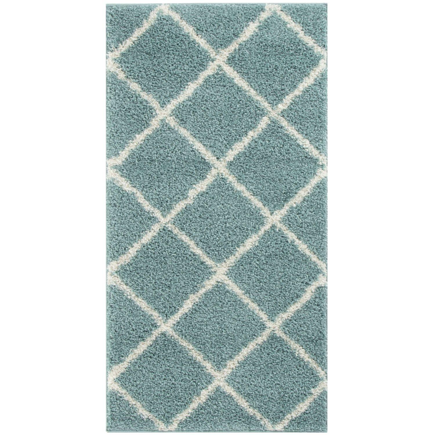 Moroccan Duck Egg Blue Shaggy Rug | 550 - PN Home