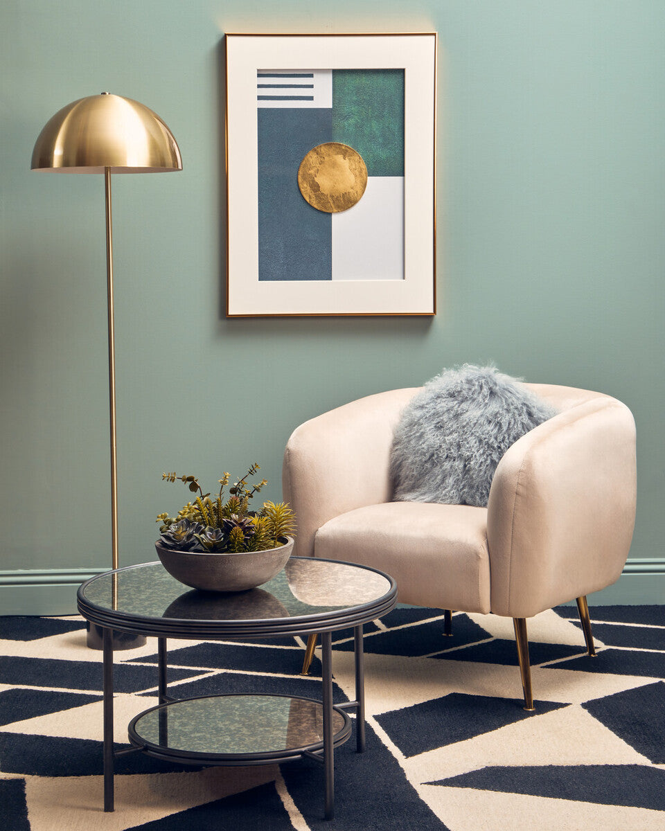 Murdoch Brushed Brass Floor Lamp with Black Marble Base - PN Home