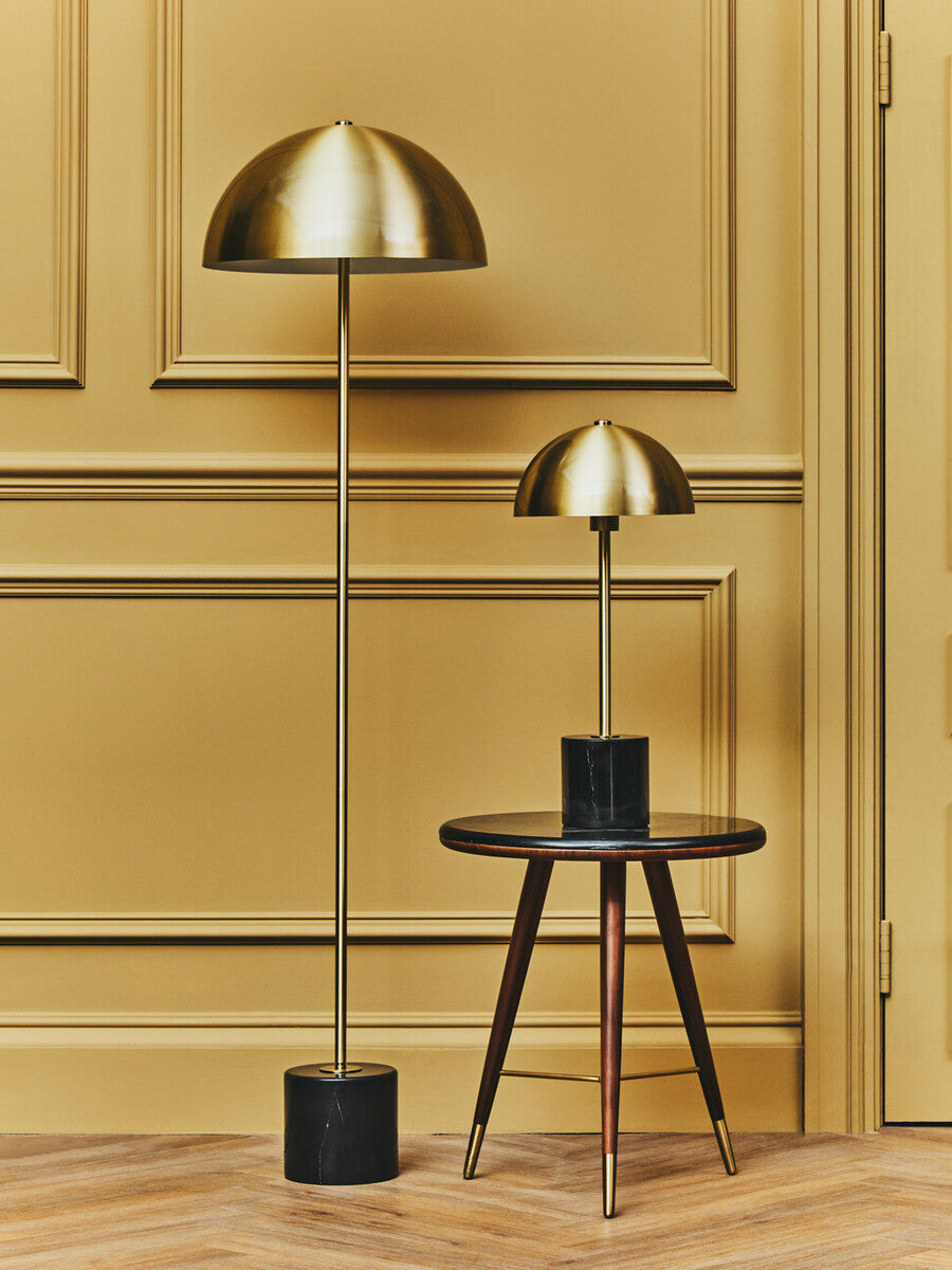 Murdoch Brushed Brass Floor Lamp with Black Marble Base - PN Home