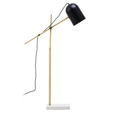 Equipoise Black and Brass Finish Floor Lamp with Marble Base - PN Home