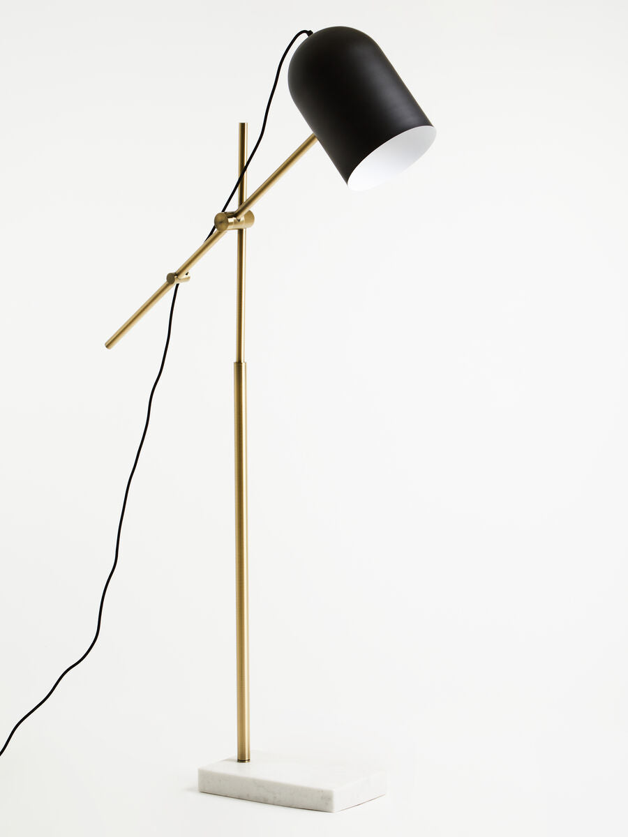 Equipoise Black and Brass Finish Floor Lamp with Marble Base - PN Home