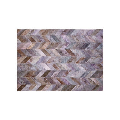 Bosie Safira Small Grey Hair on Leather Chevron Patchwork Rug - PN Home