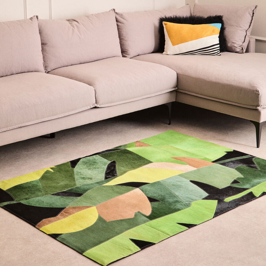Bosie Safira Small Botanical Hair on Leather Rug - PN Home