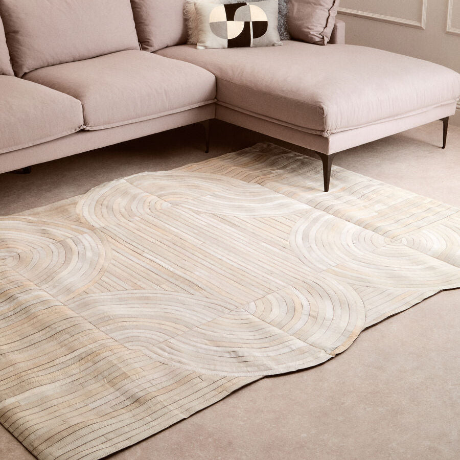 Bosie Safira Large Natural Hair On Leather Rug - PN Home