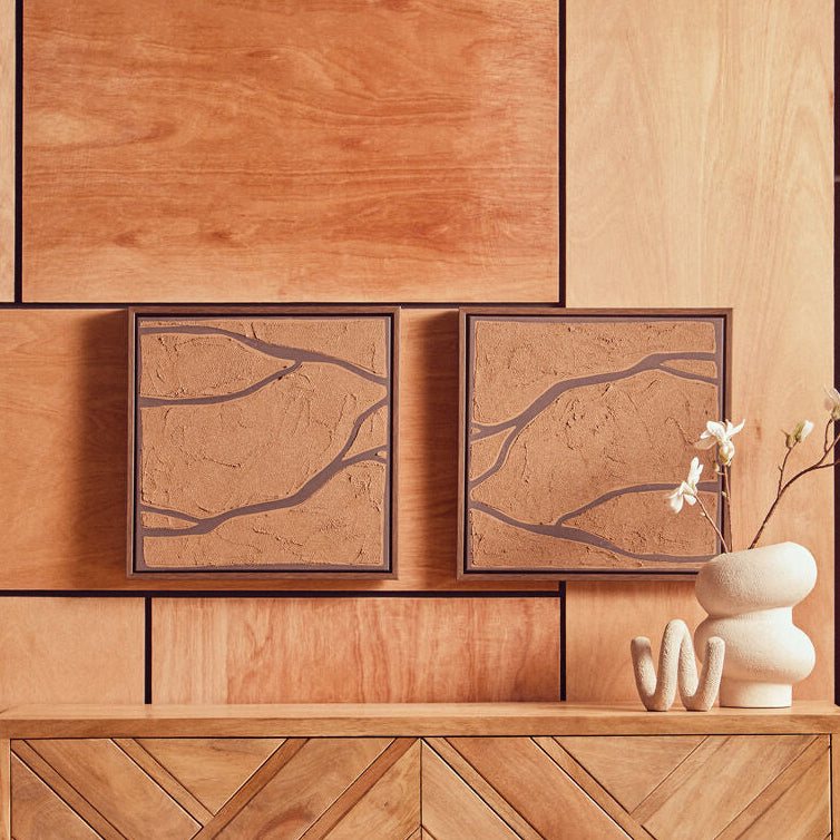 Astratto Set Of 2 Brown and Black Textured Wall Art - PN Home