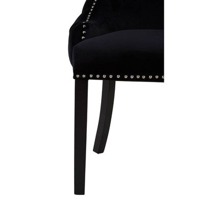 Kensington Townhouse Black Velvet Studded Dining Chair