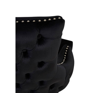 Kensington Townhouse Black Velvet Studded Dining Chair