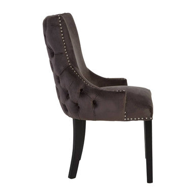 Kensington Townhouse Grey Velvet Button Tufted Dining Chair - PN Home