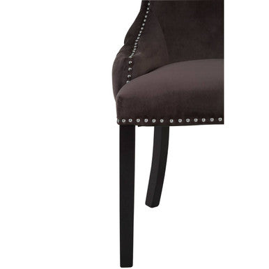 Kensington Townhouse Grey Velvet Button Tufted Dining Chair - PN Home