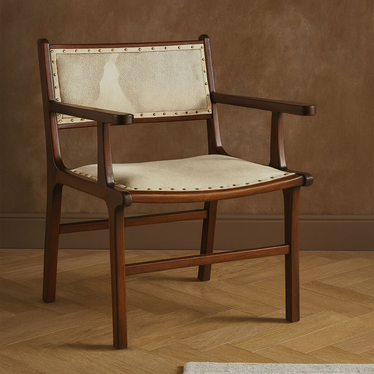Kendari Leather and Teak Wood Dining Chair - PN Home