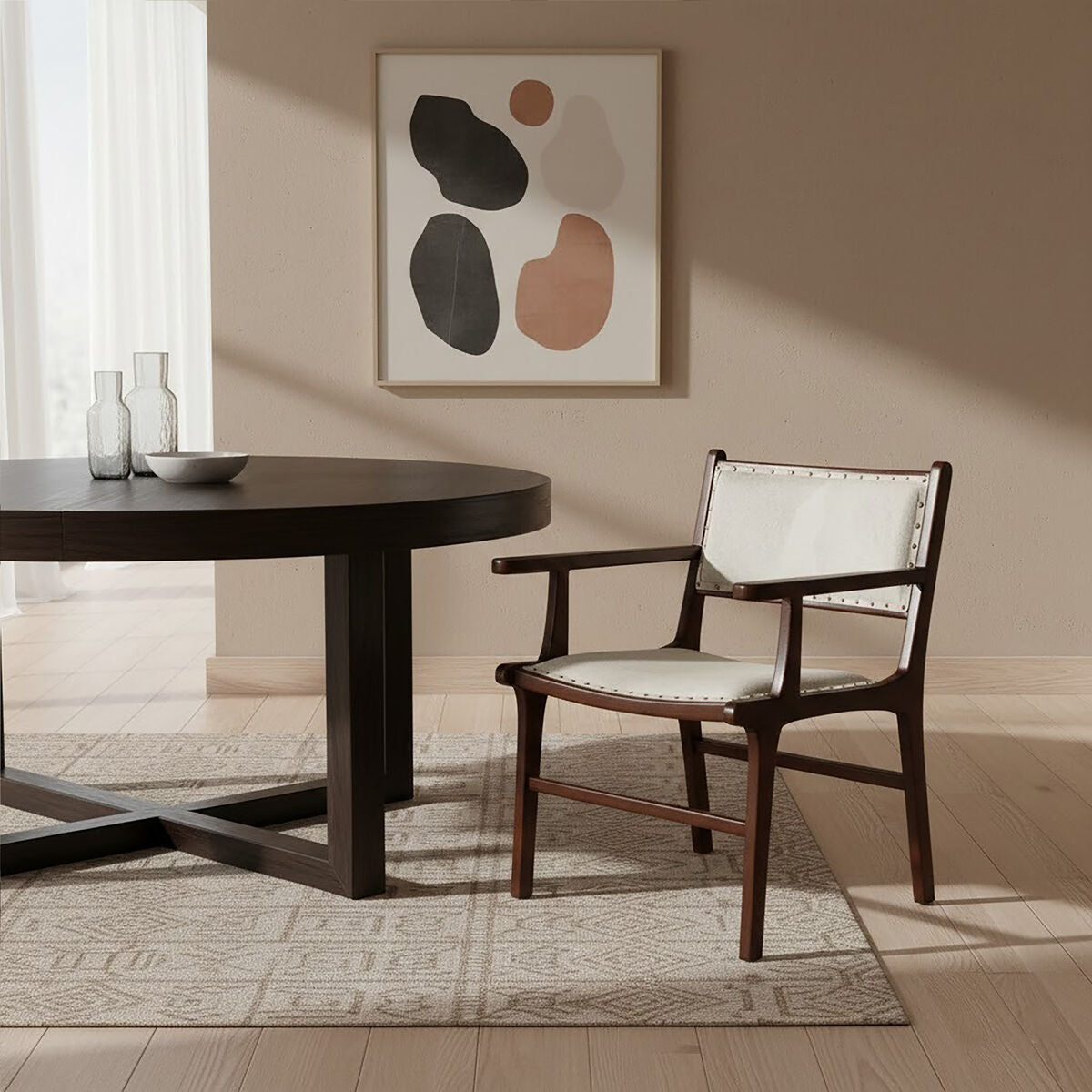 Kendari Leather and Teak Wood Dining Chair - PN Home