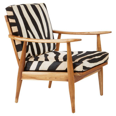 Kendari Zebra Design Hair on Leather Armchair - PN Home