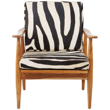 Kendari Zebra Design Hair on Leather Armchair - PN Home