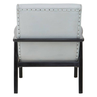 Kendari Grey Leather Chair with Black Teak Frame - PN Home