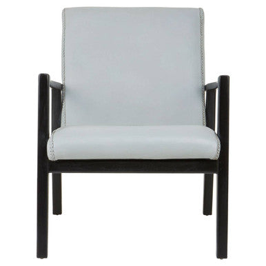 Kendari Grey Leather Chair with Black Teak Frame - PN Home