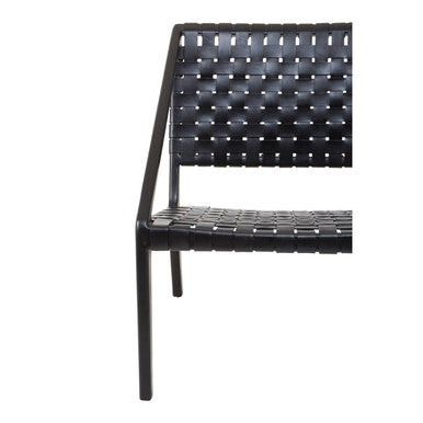 Kendari Black Cow Leather Woven Chair - PN Home