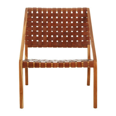 Kendari Tan Woven Leather And Teak Chair - PN Home