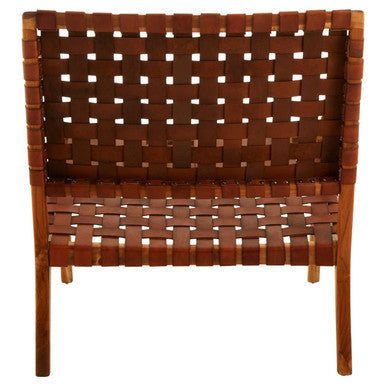 Kendari Tan Strapped Leather And Teak Chair